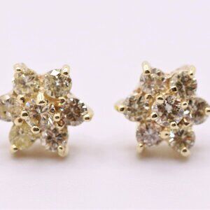 REAL GOLD 14K Yellow Gold Natural Diamond Star Earrings